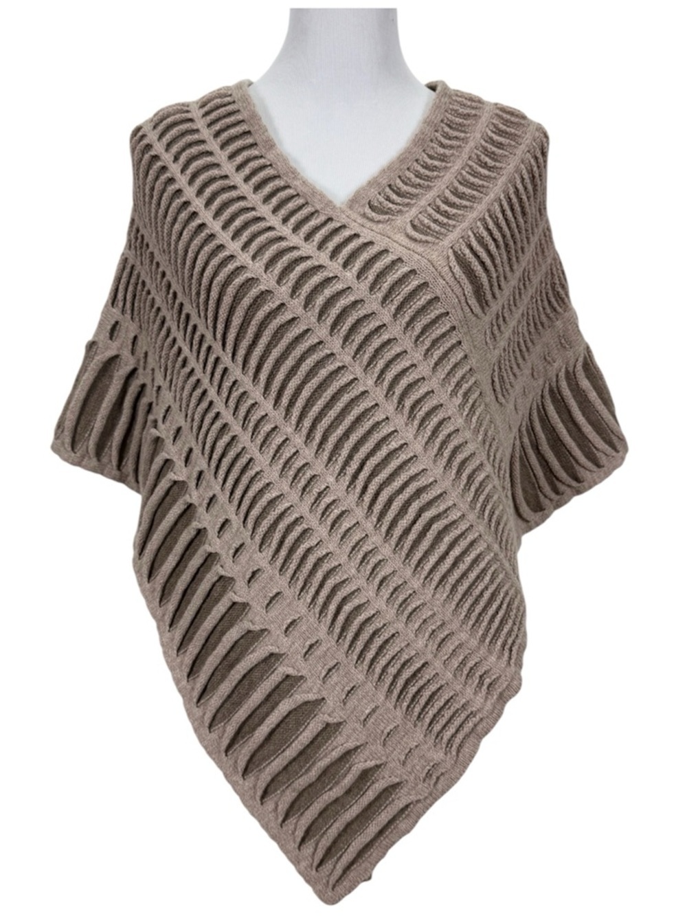 McConnell Merino Wool Poncho Cape Open Knit V Neck Irish Sweater Wrap Textured - Picture 16 of 16